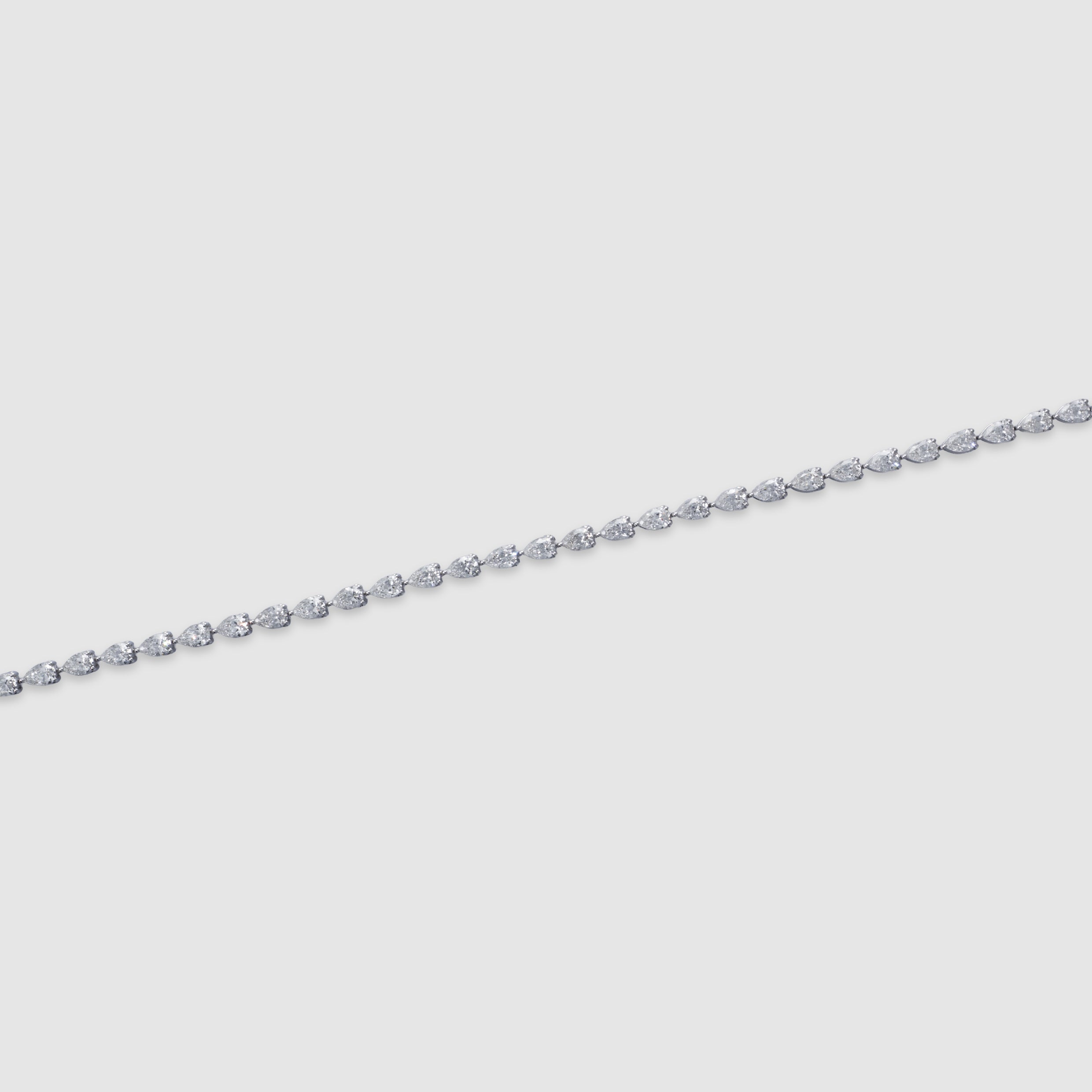14K white gold pear-cut diamond tennis bracelet