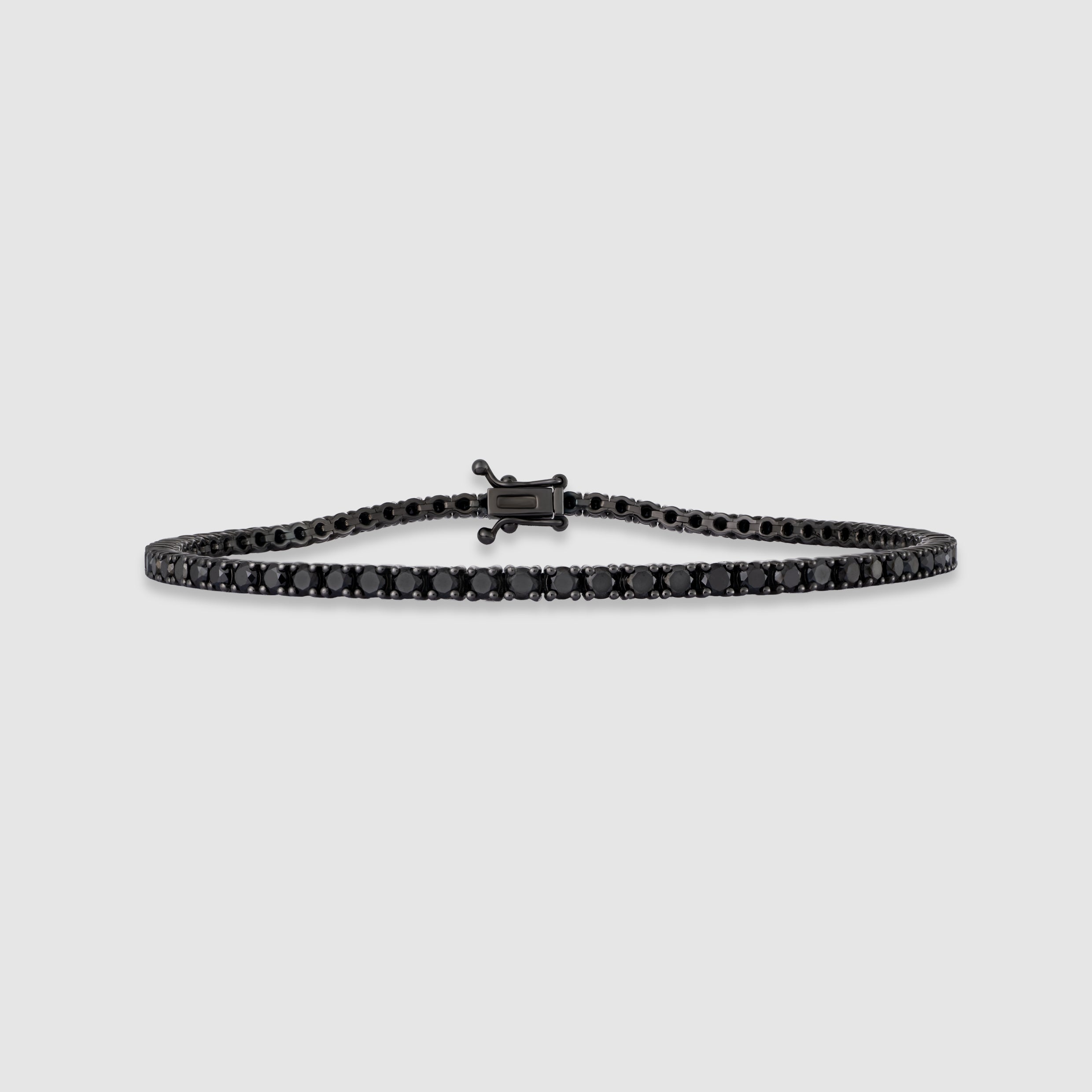 14K black rhodium gold four-prong black diamond tennis bracelet