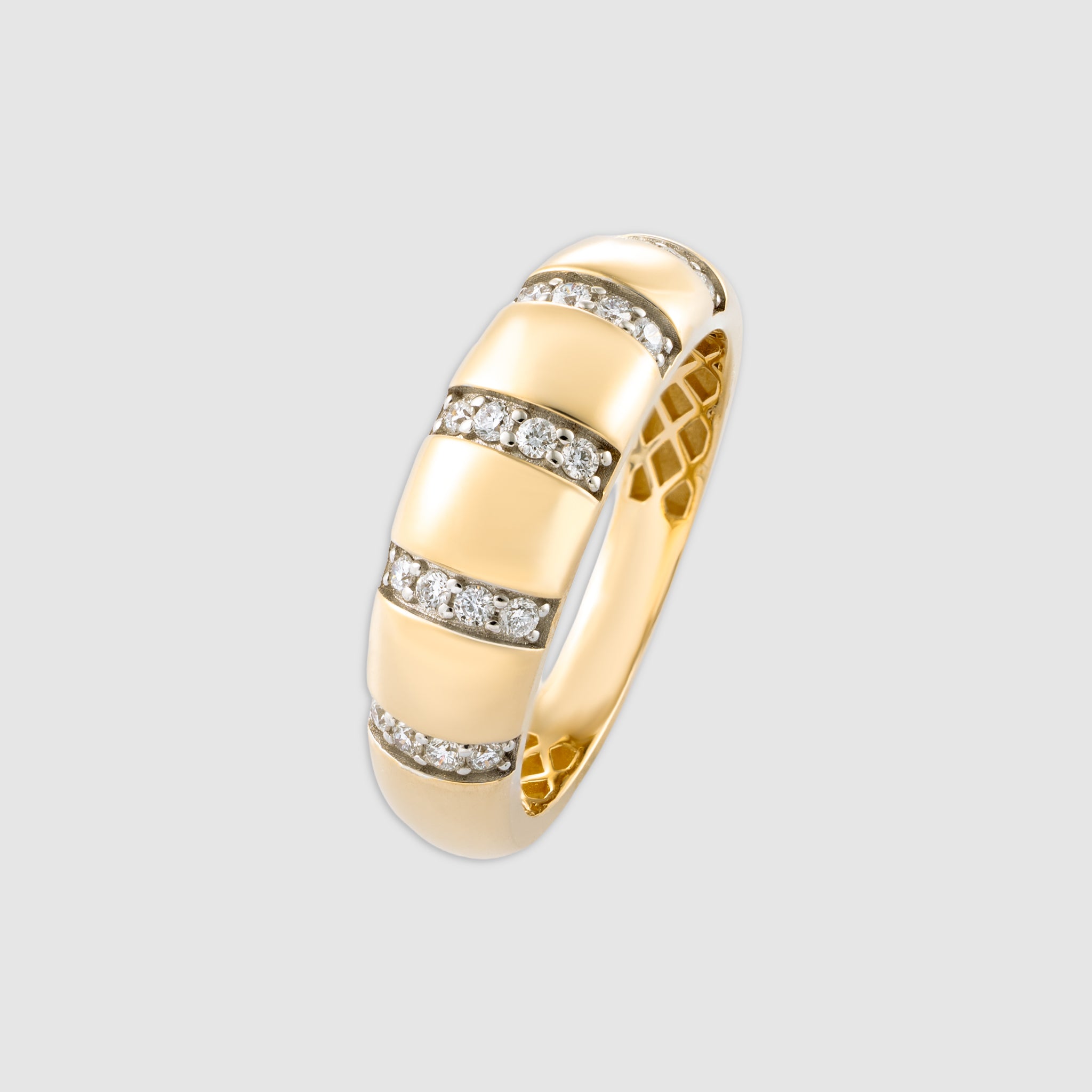 14K yellow gold chunky dome pavé diamond statement ring