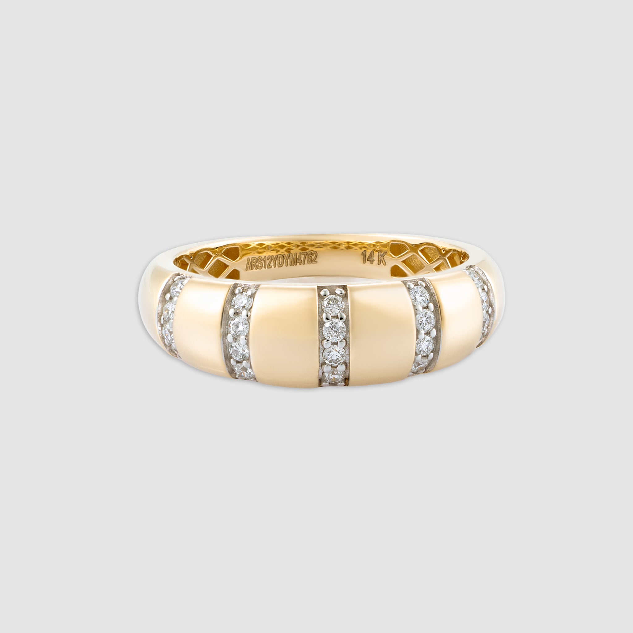14K yellow gold chunky dome pavé diamond statement ring