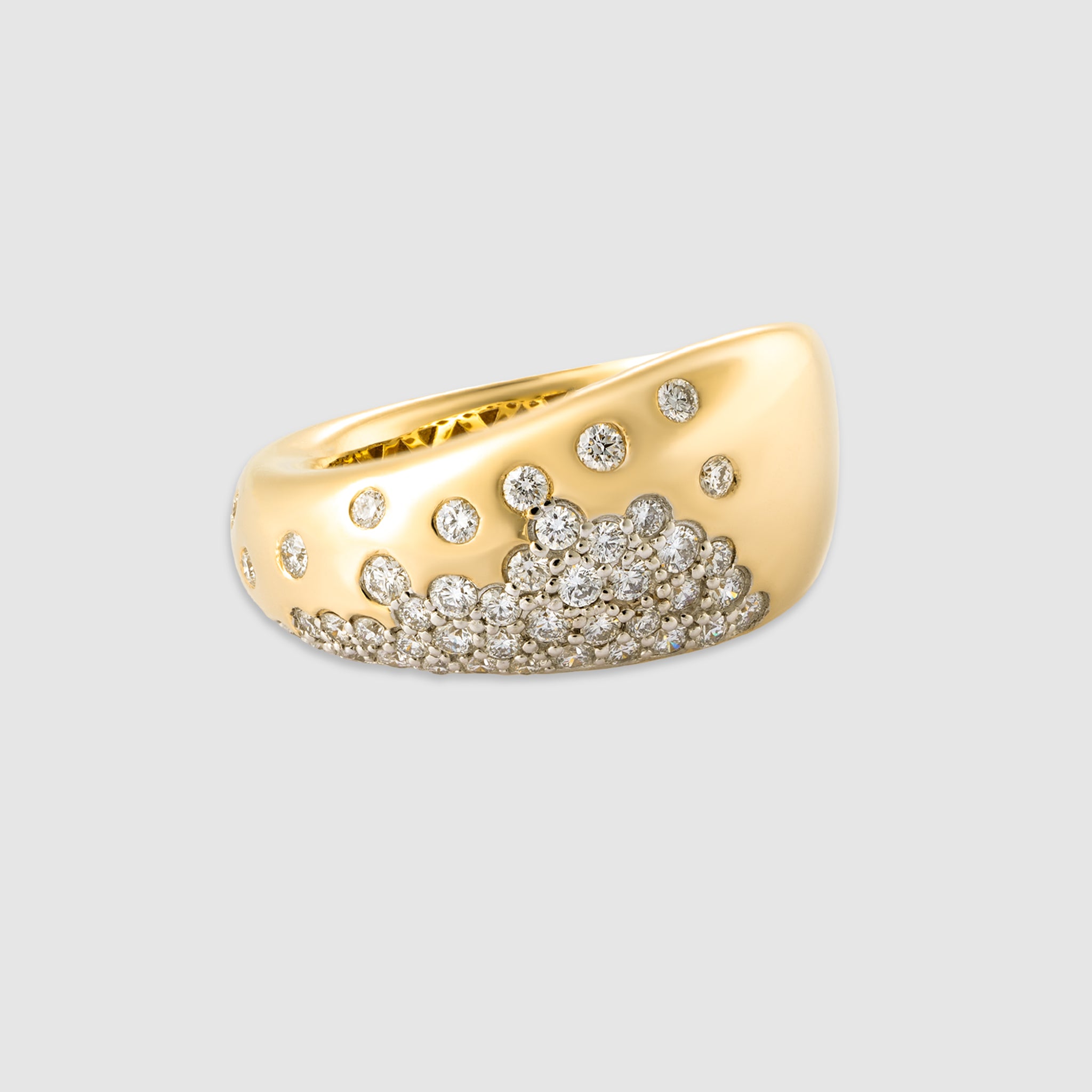 14K yellow gold chunky dome pavé diamond statement ring