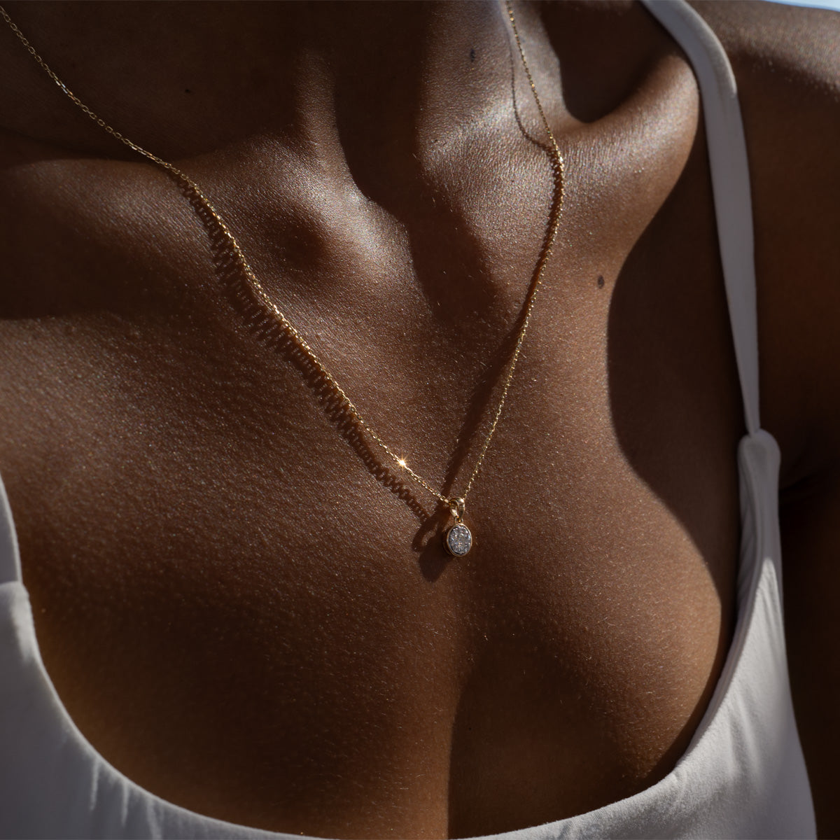 The Galini Bezel Diamond Pendant Necklace