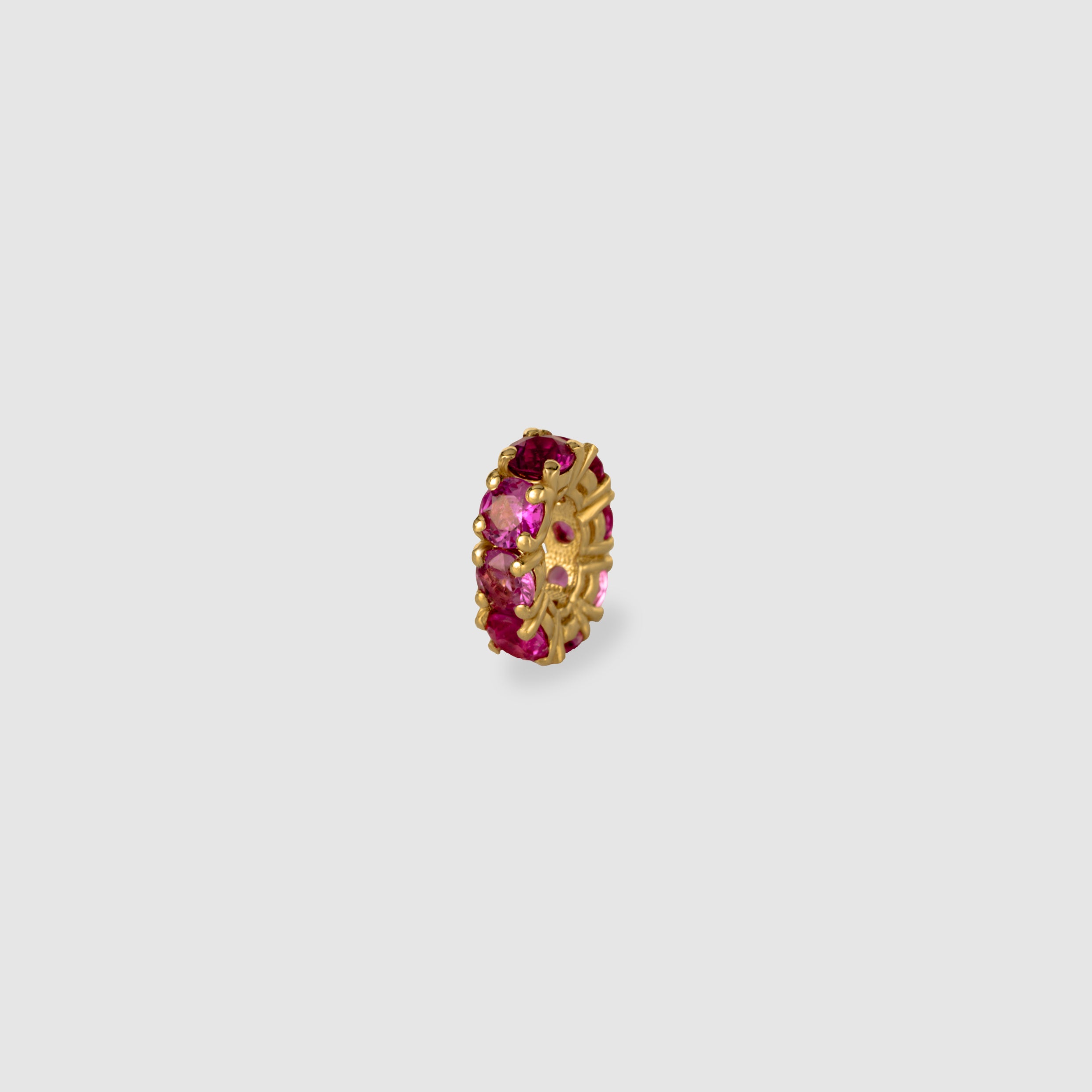 14K yellow gold eternity charm featuring pink sapphires for earrings