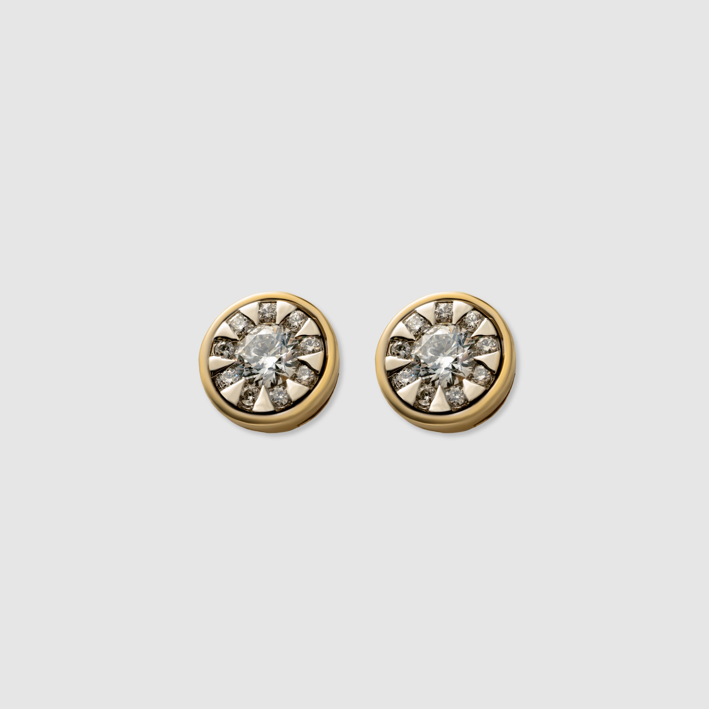 14K yellow gold bezel setting diamond stud earrings