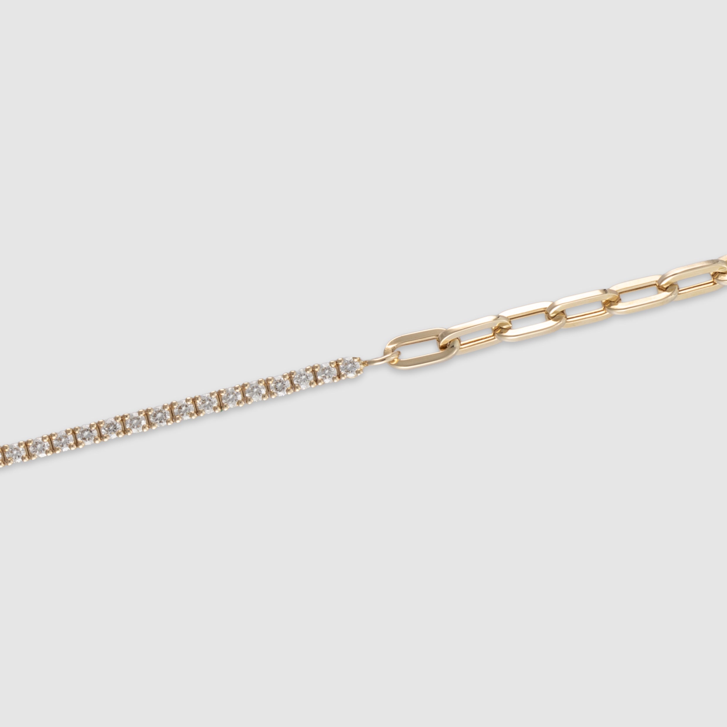 14K yellow gold four-prong diamond half tennis bracelet