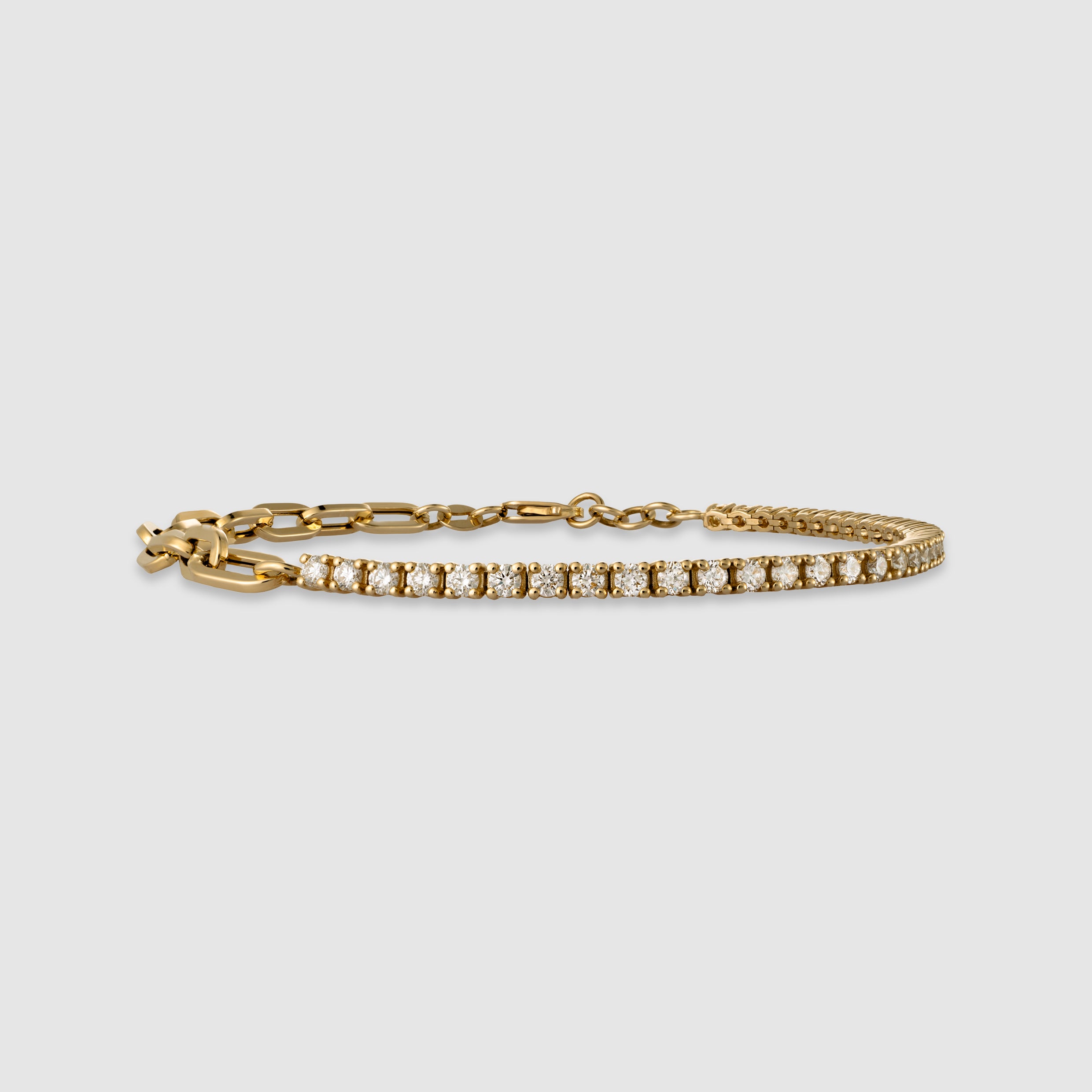 14K yellow gold four-prong diamond half tennis bracelet