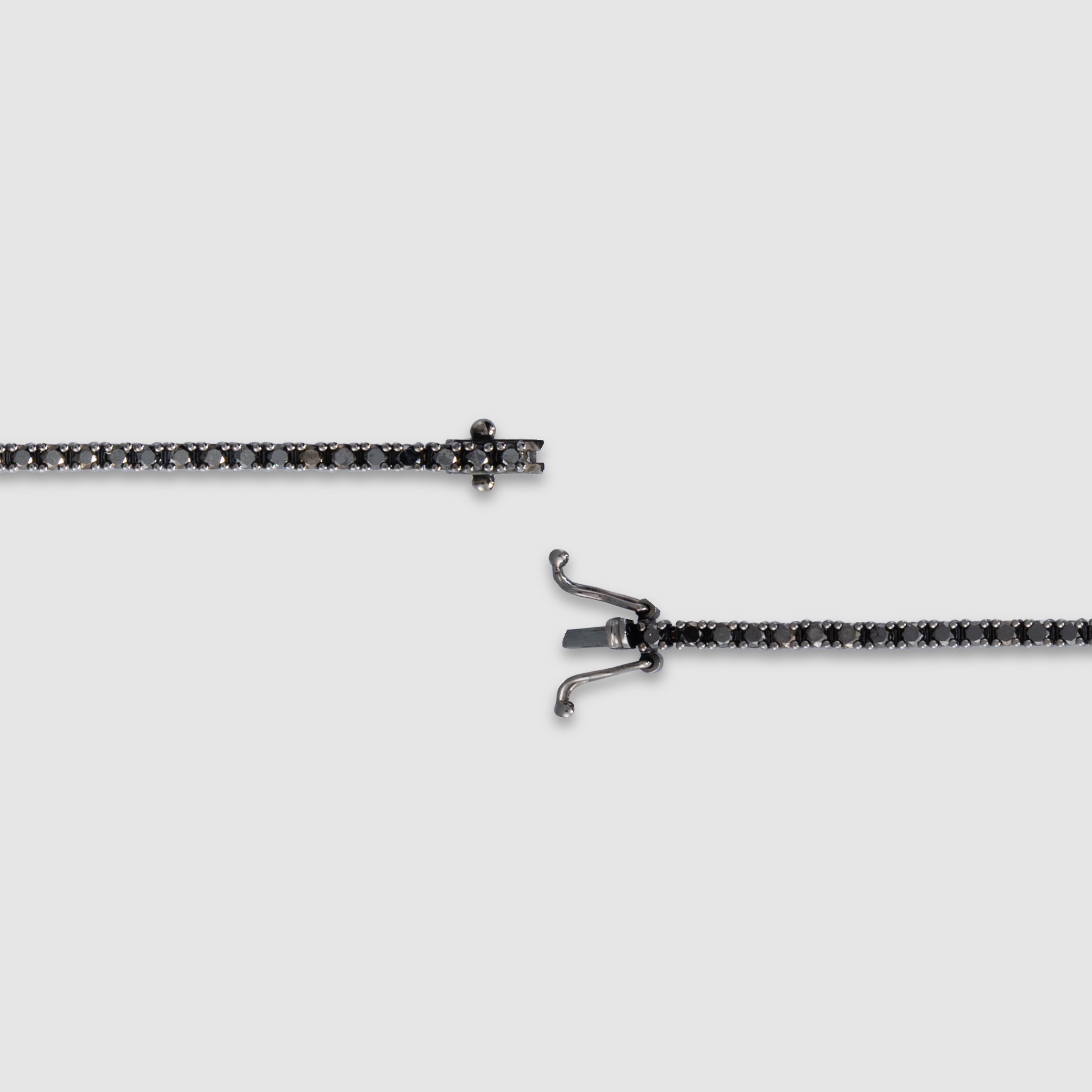 14K black rhodium gold four-prong black diamond tennis bracelet