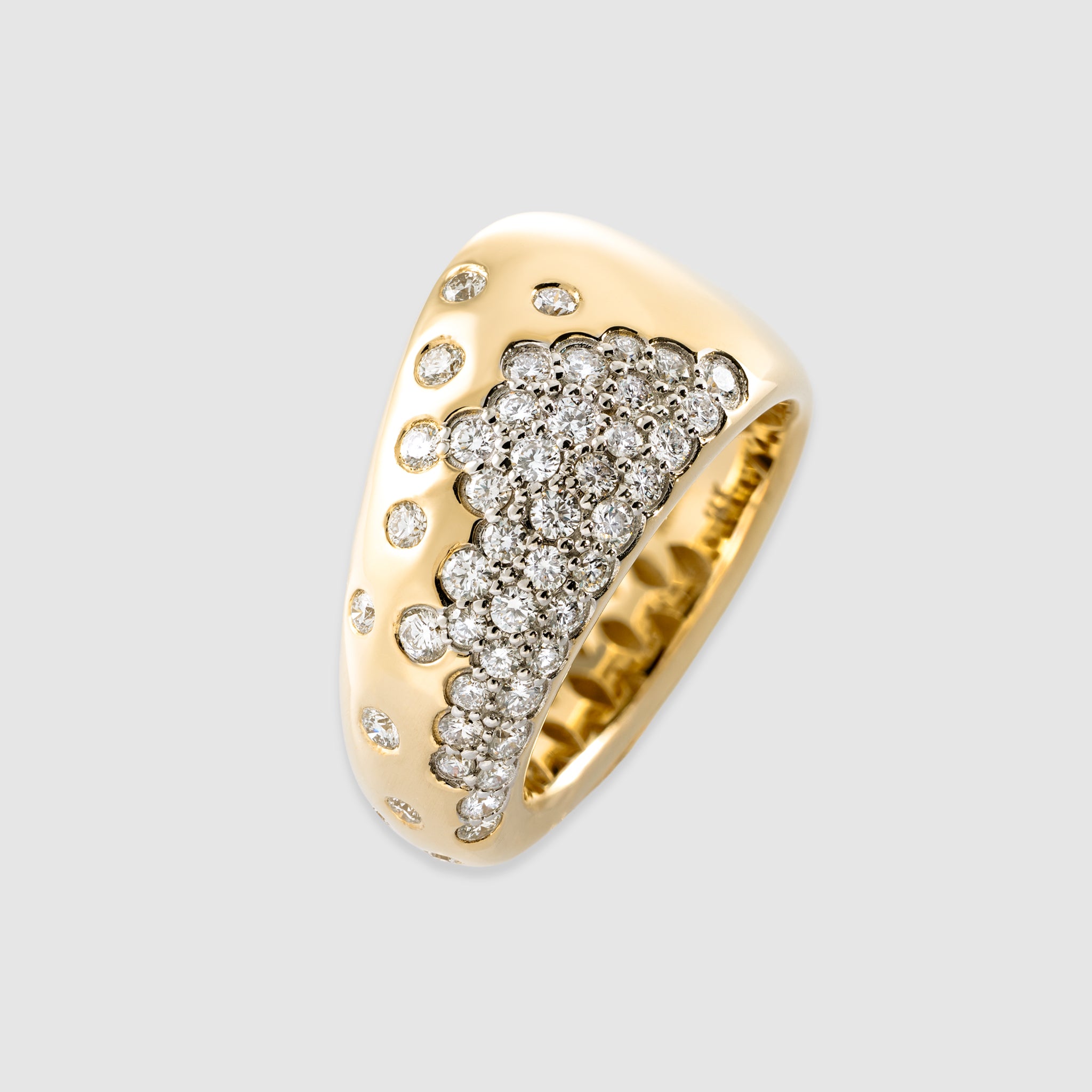 14K yellow gold chunky dome pavé diamond statement ring