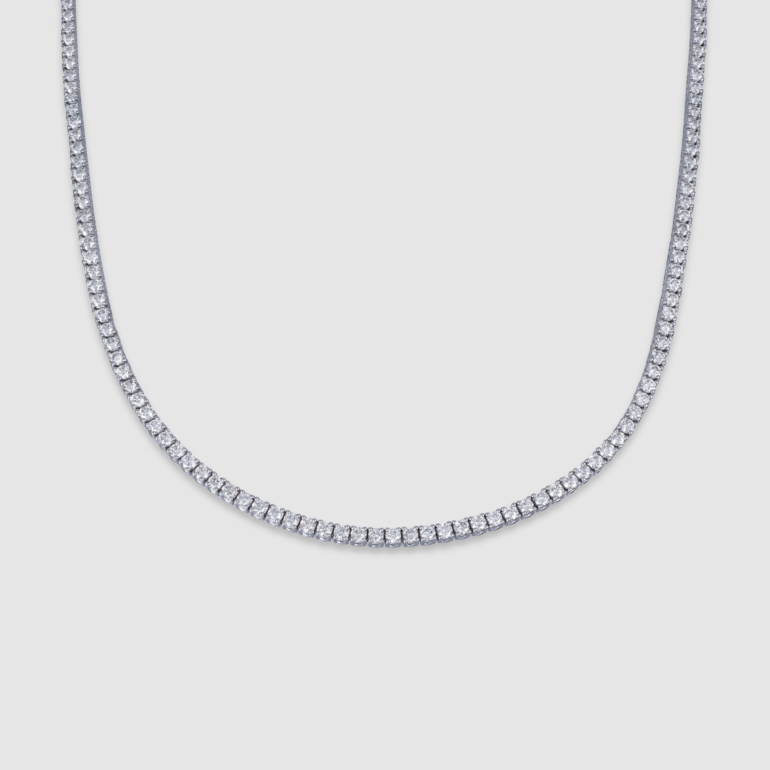 14K white gold four-prong diamond tennis necklace