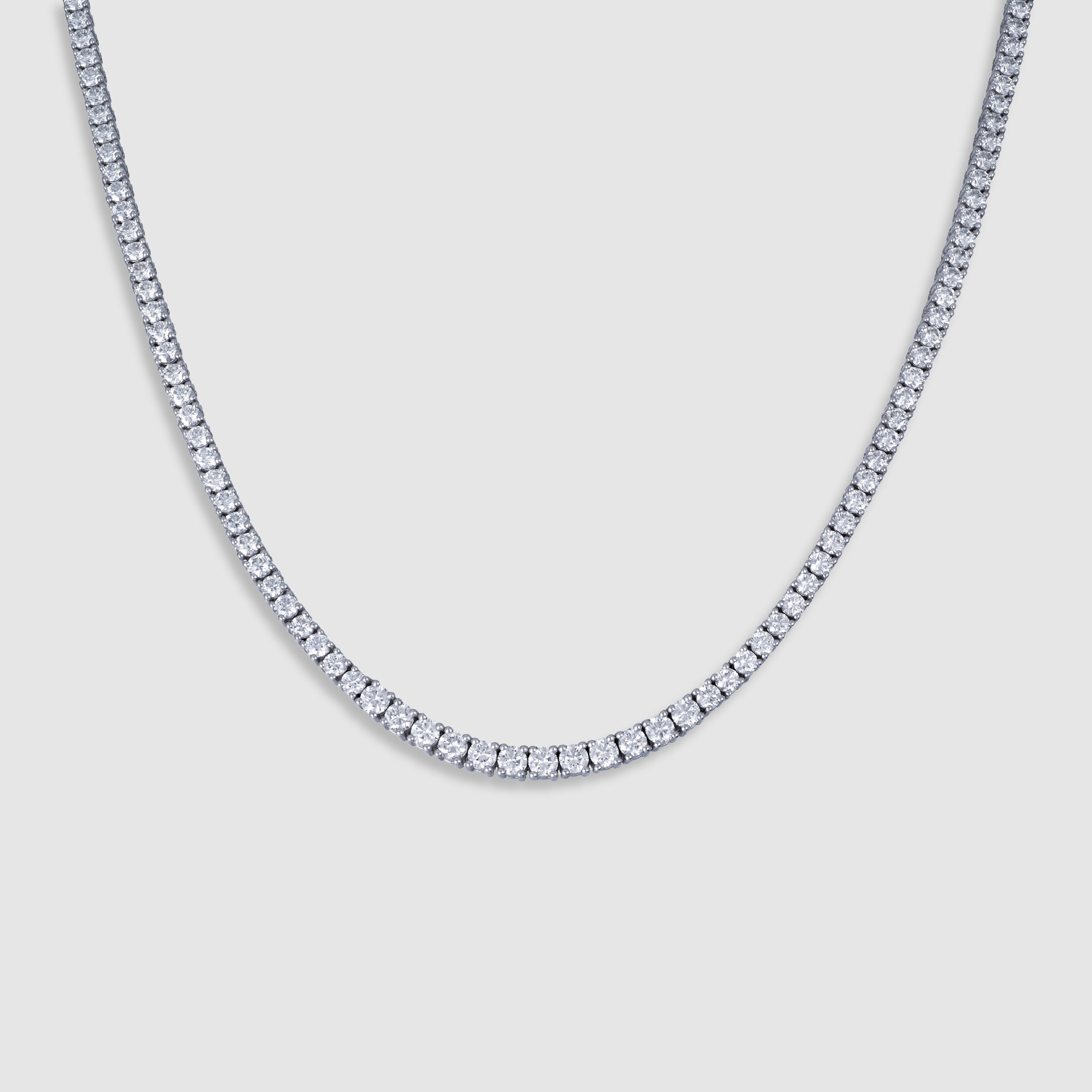 14K white gold four-prong diamond tennis necklace