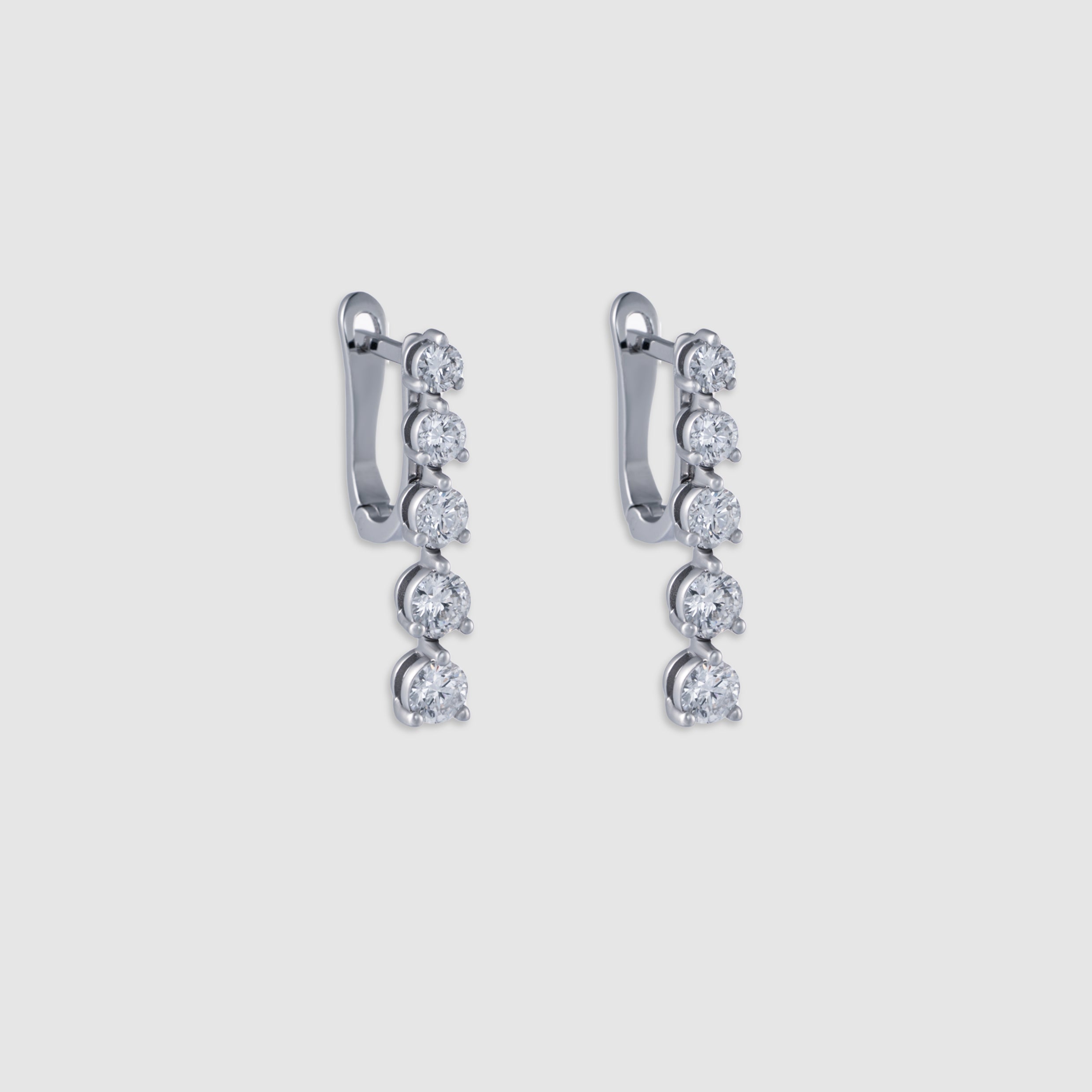 14K white gold five stone diamond drop earrings