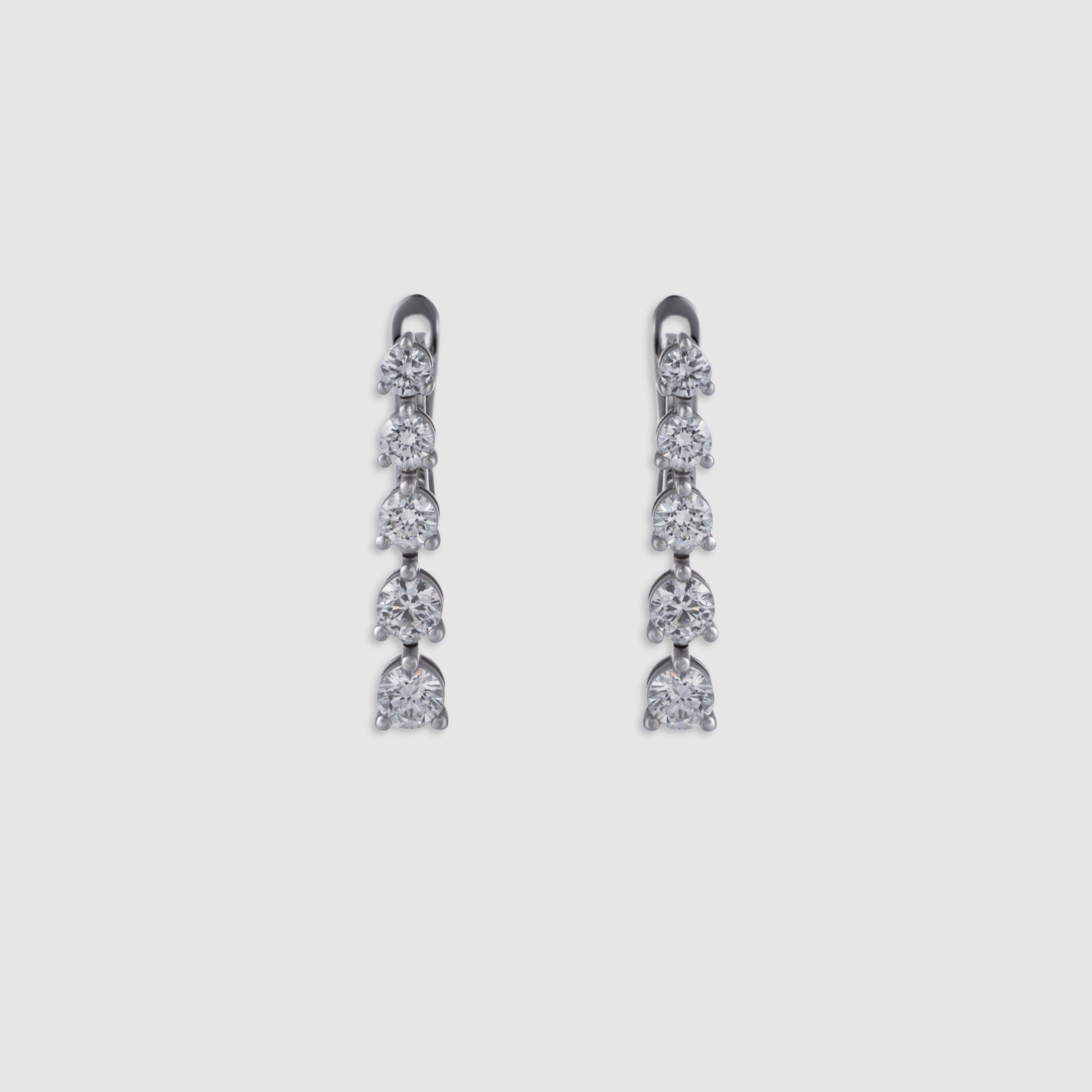 14K white gold five stone diamond drop earrings