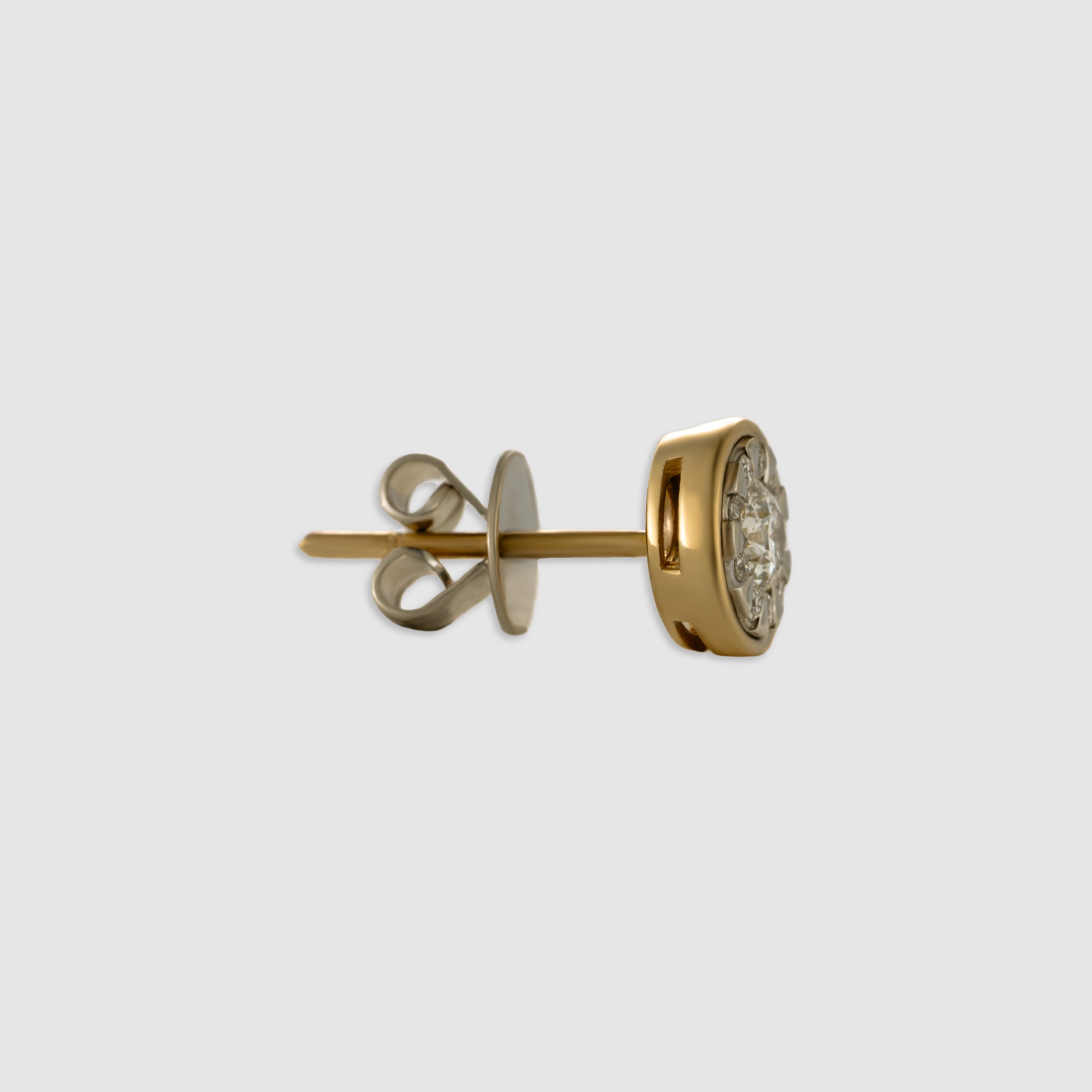14K yellow gold bezel setting diamond stud earrings