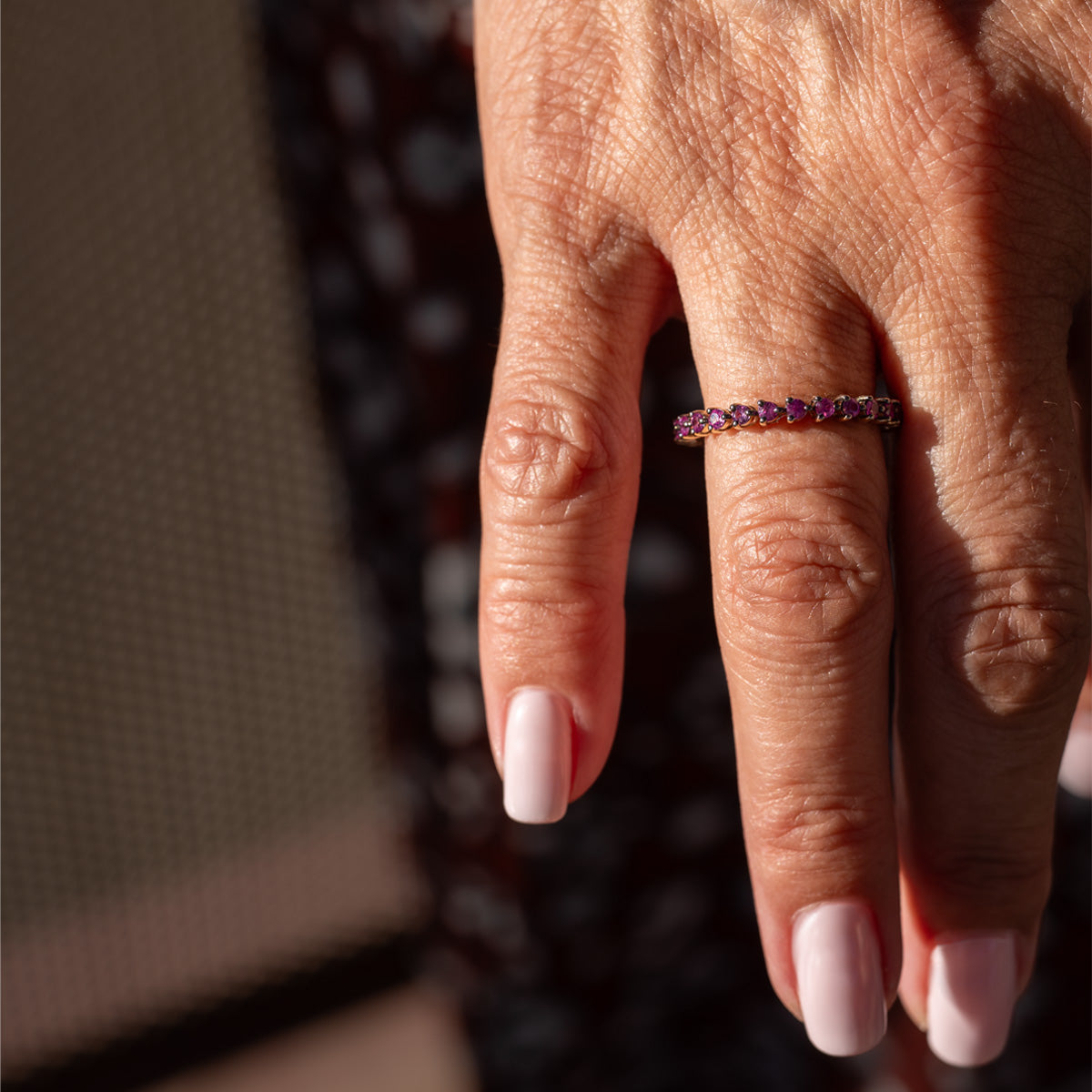 The Riviera Pink Sapphire 3 Prong Eternity Ring