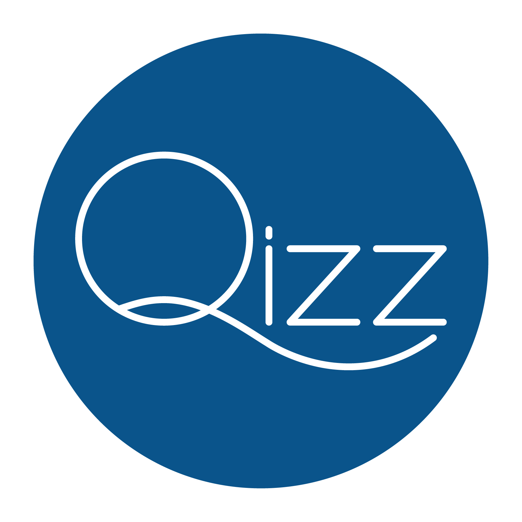 Logo of Qizz with a blue circle and white text on a white background