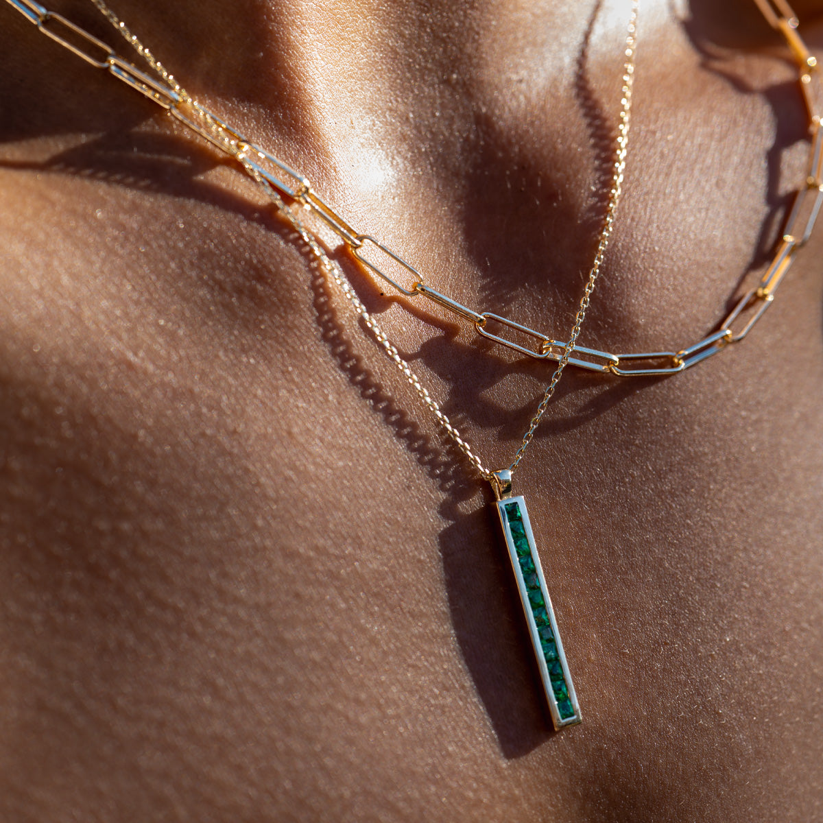 The Riviera Linear Emerald Necklace